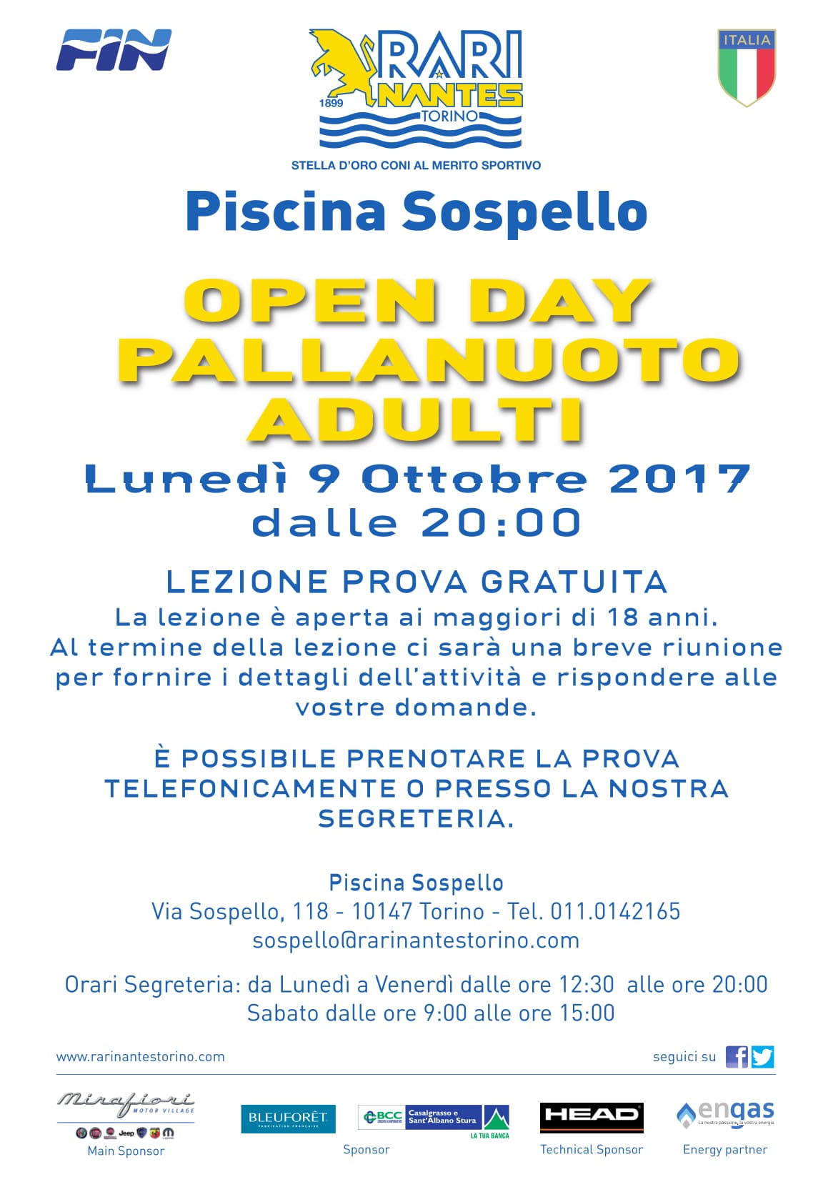 Pallanuoto adulti, open day alla Sospello